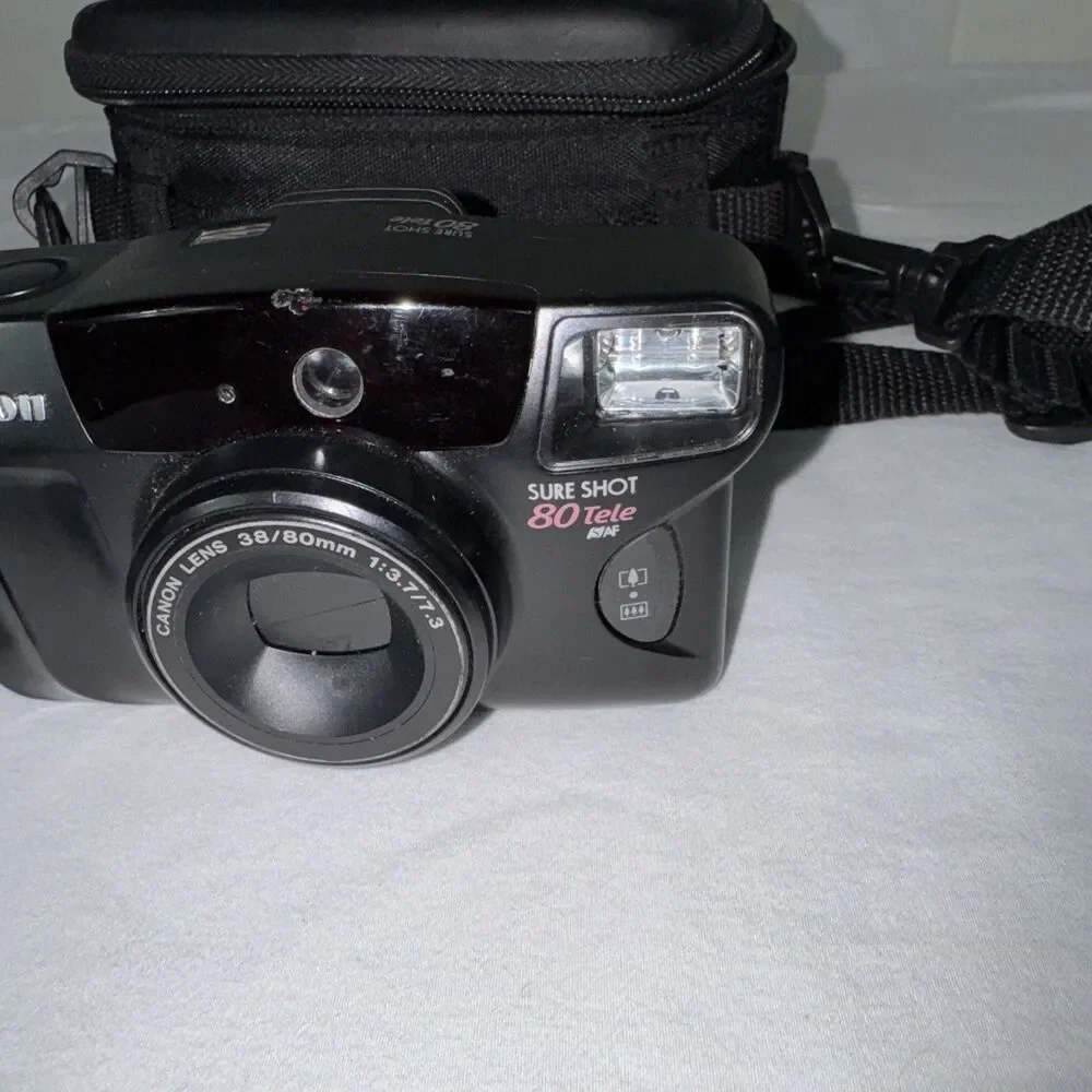 Canon Sure Shot 80 Tele Date 35mm Camera Point Shoot 38-80 mm f/3.7 Battery Case